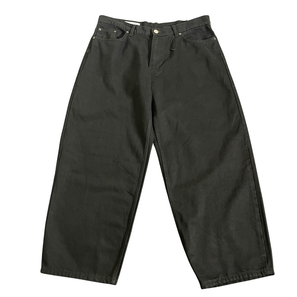 New‎ Zara Women's Balloon Barrell Wide Leg Jeans Black Size 14 Cotton Trendy